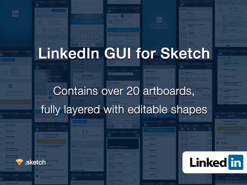 Linkedin Gui For Sketch Ios Linkedin App Templates Sketch Freebie Download Free Resource For Sketch Sketch App Sources