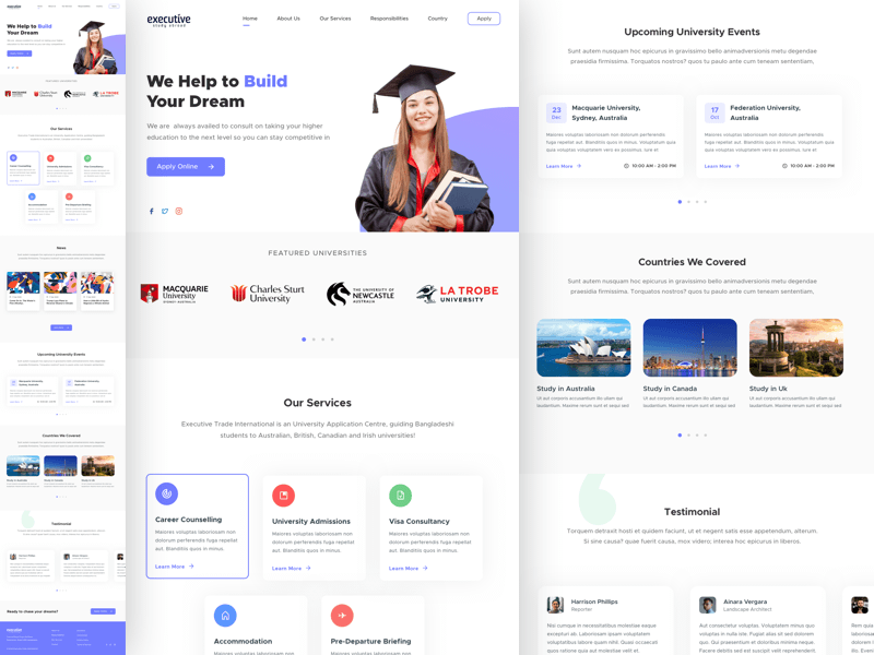 Study Abroad Landing Page Sketch freebie - Download free resource for